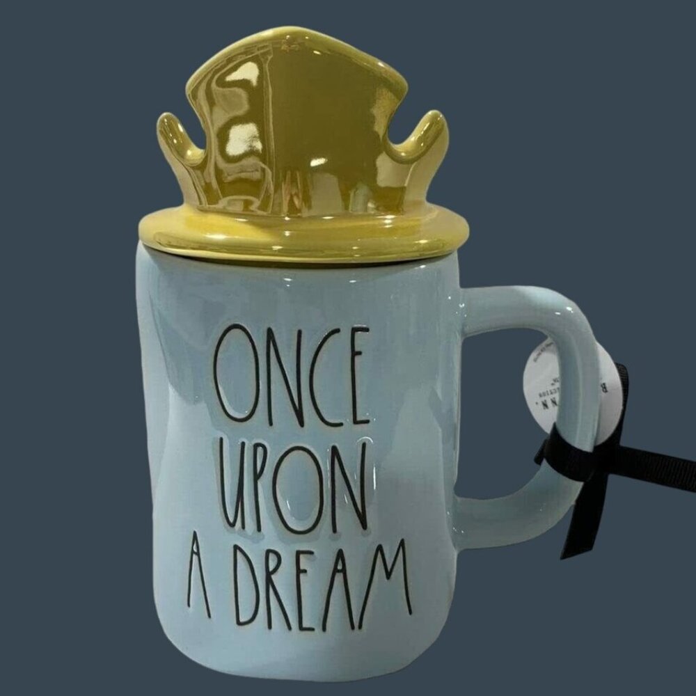 Rae Dunn Disney Sleeping Beauty "Once Upon A Dream" Ceramic Mug With Crown Lid
